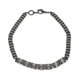 Hematite-Tone Crystal 16 Toggle Collar Necklace