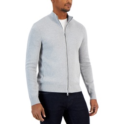 Mens Double Knit Zip-Front Sweater Jacket
