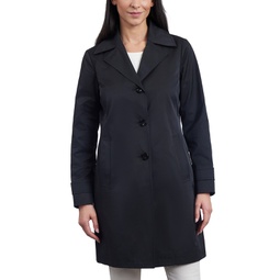 Womens Petite Single-Breasted Reefer Trench Coat