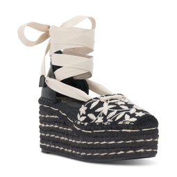 Womens Tishea Lace-Up Espadrille Wedge Sandals