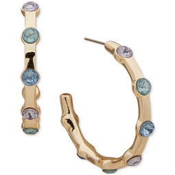 Gold-Tone Medium Color Stone C-Hoop Earrings 1.2