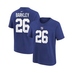 Toddler Boys and Girls Saquon Barkley Royal New York Giants Player Name and Number T-shirt