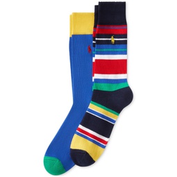 Mens 2-Pk. Multi-Stripe Slack Socks