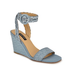 Womens Nerisa Square Toe Woven Wedge Sandals