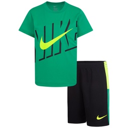 Little Boys Icon T-shirt and Mesh Shorts 2 Piece Set