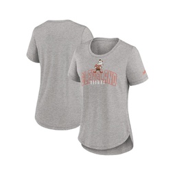 Womens Heather Gray Distressed Cleveland Browns Fashion Tri-Blend T-shirt