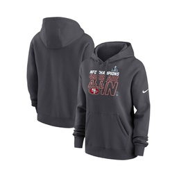Womens Anthracite San Francisco 49ers 2023 NFC Champions Locker Room Trophy Collection Pullover Hoodie