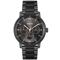BOSS Mens Contender Quartz Multifunction Ionic Plated Black Steel Watch 44mm