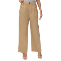 Womens Buckle-Back Pleated High-Rise Pants