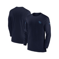 Mens Navy Tennessee Titans Sideline Coach Performance Long Sleeve T-shirt