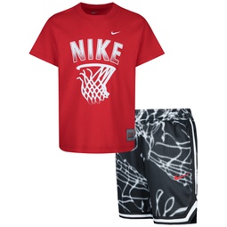 Little Boys Mesh T-shirt and Shorts 2 Piece Set