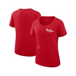 Womens Red Philadelphia Phillies Authentic Collection Performance Scoop Neck T-shirt