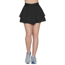 Womens Solid Sport Court Pull-On Layered Skort
