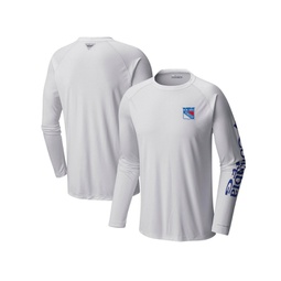 Mens White New York Rangers Terminal Tackle Omni-Shade Raglan Long Sleeve T-Shirt