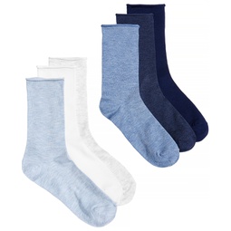 Womens 6 Pack Roll-Top Trouser Socks