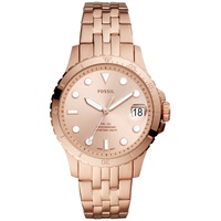 Womens Blue Diver Rose Gold-Tone Stainless Steel Bracelet Watch 36mm