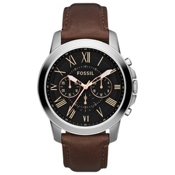 Mens Chronograph Grant Brown Leather Strap Watch 44mm