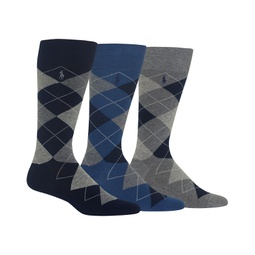 Ralph Lauren Mens Socks Dress Argyle Crew 3 Pack Socks