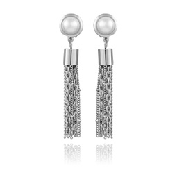 Womens Pearl and Chain Drop Earring