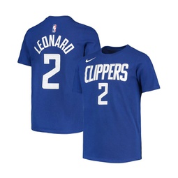 Big Boys Kawhi Leonard Royal LA Clippers Logo Name and Number Performance T-shirt