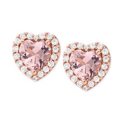 14k Rose Gold-Plated Sterling Silver Crystal Heart Halo Drop Earrings