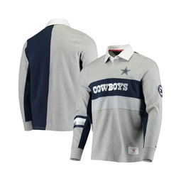 Mens Heathered Gray Dallas Cowboys Rugby Long Sleeve Polo