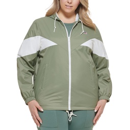Trendy Plus Size Colorblock Rain Slicker Jacket