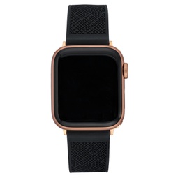 Womens Black Textured Silicone Band Compatible with 42/44/45/Ultra/Ultra 2 Apple Watch