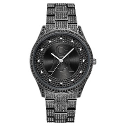 Womens Black-Tone Metal Bracelet and Accented with Black Crystals Watch 40mm