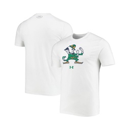 Mens White Notre Dame Fighting Irish Mascot Logo Performance Cotton T-shirt