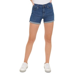 Womens High-Rise Roll-Cuff Shorts