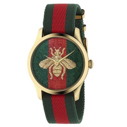 Womens Swiss G-Timeless Red and Green Nylon Strap Watch 38mm