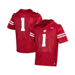 Mens #1 Red Wisconsin Badgers Replica Football Jersey