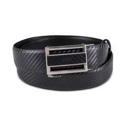 Mens Faux Leather Inlay Track Belt