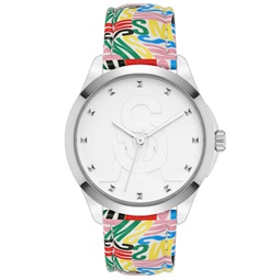 Womens Analog Multi-Color SM Logo Synthetic Leather Watch 38mm