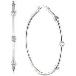 Crystal Small Hoop Earrings in Sterling Silver 0.8
