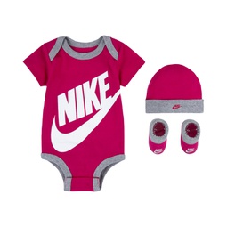 Baby Boys or Baby Girls Futura Logo Bodysuit Beanie and Booties 3 Piece Gift Box Set