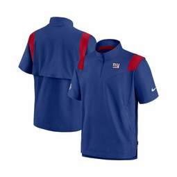 Mens Royal New York Giants Sideline Coaches Short Sleeve Quarter-Zip Jacket