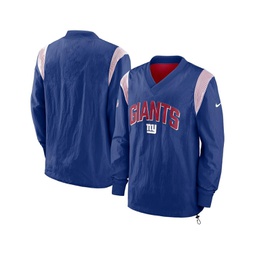 Mens Royal New York Giants Sideline Athletic Stack V-neck Pullover Windshirt Jacket