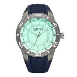 Mens Sporty Three Hand Blue Silicon Strap Watch 49mm