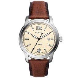 Mens Heritage Automatic Brown Leather Watch 43mm
