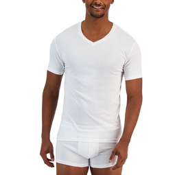 Mens 4-Pk. Slim-Fit Solid V-Neck Cotton Undershirts