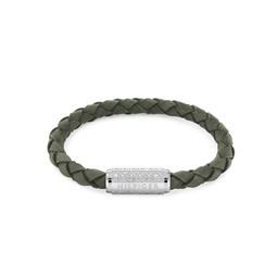 Mens Braided Green Suede Leather Bracelet