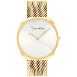Womens 2-Hand Gold-Tone Stainless Steel Mesh Bracelet Watch 36mm
