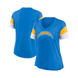 Womens Powder Blue Los Angeles Chargers Team Logo Fashion Performance Tri-Blend V-Neck T-shirt