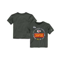 Toddler Boys and Girls Anthracite Kansas City Chiefs Super Bowl LVII Champions Locker Room Trophy Collection T-shirt
