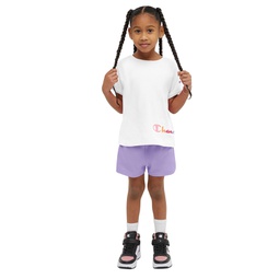 Little Girls Short Sleeve T-shirt and Wrap Script Shorts 2 Piece Set