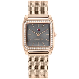 Womens Quartz Carnation Gold Tone Steel Mesh Bracelet Watch 26mm