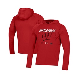 Mens Red Wisconsin Badgers On Court Shooting Long Sleeve Hoodie T-shirt