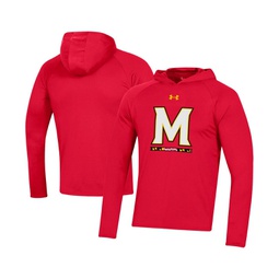Mens Red Maryland Terrapins School Logo Raglan Long Sleeve Hoodie Performance T-shirt